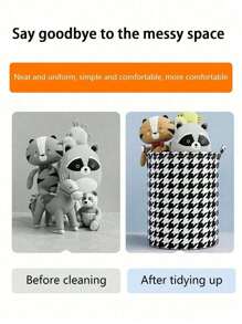 1 Large-Capacity Laundry Basket With Houndstooth Pattern Room Decor Home Decor Fall Decor Bedroom Decorlaundry Hamper,Washing Basketbathroom Organizer,Basket,Storage Basket,Foldable Laundry Basket - Multicolor - View 8