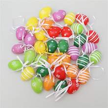 Easter Eggs Decorations Set Of 12 Colorful Striped Flower Dot Pattern Easter Hanging Ornaments For Home Holiday