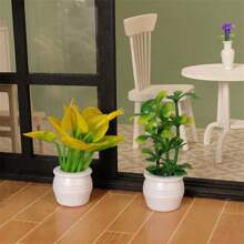 Miniature Plant Models For Dollhouse, Mini Finished Floral, Potted Plants, Outdoor Landscape Flower Beds, Plant Models, Dollhouse Green Plant Decorations, Dollhouse Decorations - Multicolor - View 8