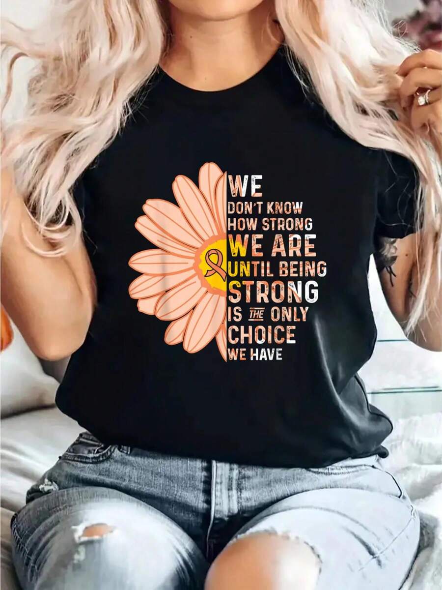 We Are Strong- Endometrial Cancer Awareness Supporter Ribbon T-Shirt - 黑色 - 查看 1