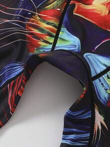 الملابس الداخلية الطويلة للرجال بطباعة رقمية، بنمط رأس نمر ملون شرس، ناعمة ومطاطية للراحة - متعدد الألوان - مشاهدة 4