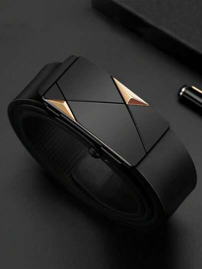 Hebilla automática de color negro para hombre, cinturón casual completo adecuado para uso diario, como regalo para hombres, jóvenes y de mediana edad, cinturón para negocios y ocio, regalo para el día del trabajo, el día de San Valentín, adecuado para adolescentes, casual de verano, al aire libre, deportivo o de vacaciones, regalo de graduación o cumpleaños, accesorio de vestir diario