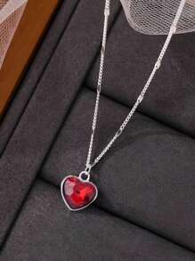 红色爱心项链女纯银小众轻奢设计高端情人节礼物 - 紅色愛心項鍊 - 查看 10