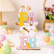 1 PIEZA Ornamento de conejo con doble hilera de letras - Ideal para bodas y decoración del hogar, encaja bien como decoración central redonda para la sala de estar, el dormitorio, la mesa de centro, mejor regalo para Pascua