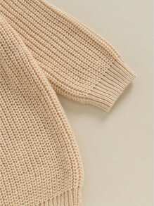 Toddler Baby Girl Boy Long Sleeve Knit Sweater Brothers Letter Embroidery Round Neck Pullover Fall Winter Tops - 卡其色 - 查看 7