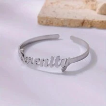 1PC Customized Stainless Steel Bracelet For Girl - Hip Hop & Minimalist Style With Personalized Engraving, Ideal Gift For Best Friends,Multi-Functional,Ornamental,Letter,Engraved,Tidy,Colorful,Cute,Kawaii,Adorable,Casual,Custom,Personalised,Unique,Customized,Baby Gifts,Ideal Gifts For Him,Ideal Gifts For Her,Son,Daughter,For Children's Day,Customized Teen Fashion Jewelry,Chic Autumn,Easy Comfort,Birthday Gift