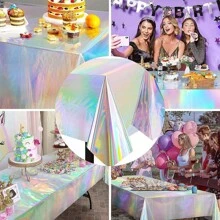 1/5/10pcs, Disposable Magic Tablecloth, Laser Tablecloth, Rainbow Tablecloth, Suitable For Holiday Birthday Party Wedding Party Gifts Graduation Birthday Decorations Party Decorations Bachelorette