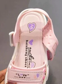 Summer Cartoon Heart Pattern Cute Princess Children Sandals, Sweet Fashion Casual Soft Bottom Sandals - Pink - View 5