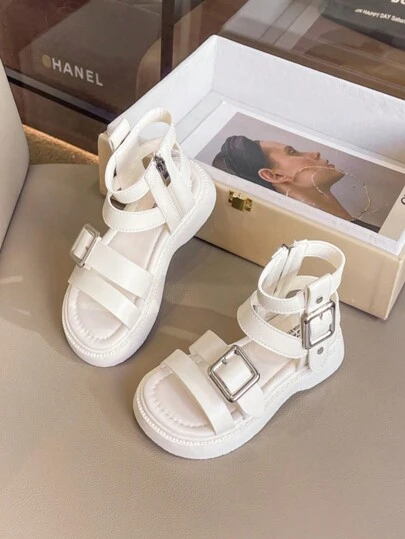 Kızlar Rahat Açık Hava Düz Roma Sandaletleri