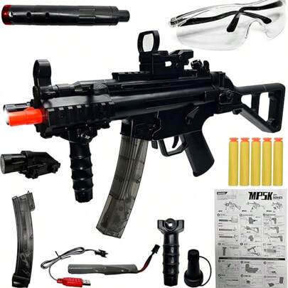 Gel Toy Gun Blaster Automatic, Electric Splatter Ball Toy Gun With Glasses, Fun Shooting Games(Without Water Bead)