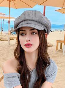 1pc Women's Casual Berets, Boho Vintage Retro Court Style Party Cute Street Beret Cap, Suitable For Spring Autumn, Plaid, Painter Hat, Fashionable & Versatile, Contouring Face, For Daily Outing And Shopping - Multicolor - View 8