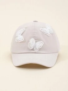 1pc 3D Embroidery Butterfly Girls' Adjustable Breathable Lightweight Baseball Cap, Soft & Elegant, Suitable For Daily, Vacation, Outdoor, Walking, Gift