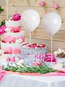 6件/套塑料气球支架，简约透明塑料气球支架，适合派对，情人节装饰派对用品（随机赠送一包胶水） - 白色 - 查看 6