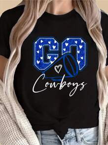 Go Cheer Cowboys Design Gift For Men Women Girls T-Shirt