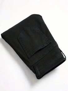 Teen Boy Fashion Casual Ripped Straight Leg Jeans - Black - View 5