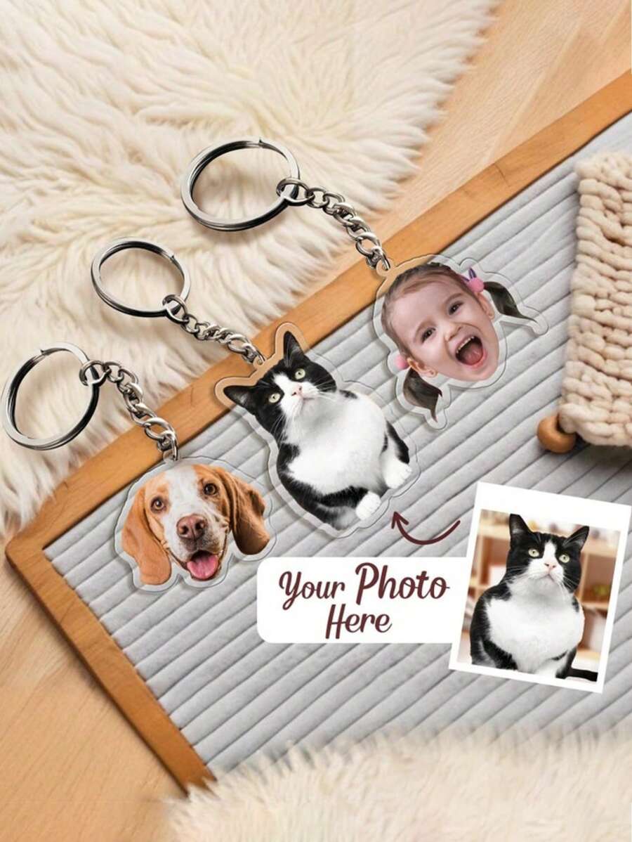 个性化照片钥匙扣，定制亚克力钥匙扣，定制肖像钥匙扣，可爱的个性化设计钥匙扣，卡哇伊钥匙扣，时尚，多彩，简约，独特的个性化定制礼物，适合男朋友，女朋友，家人，朋友，宠物