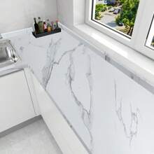 1 Roll Thick Marble Pattern Waterproof Self-Adhesive Wallpaper, Modern Minimalist White Marble Texture, Suitable For Sofa, TV Background, Dining Room, Bedroom, Kitchen Countertop And More