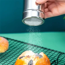 1 stycke rostfritt stål pulveriserat sockerskakare, finmaskigt dammuppsamlare för , kanel, kaffe - lätt att rengöra krydddispenser i metall för hem, restaurang, cafébruk - Multifärgad - Visa 5
