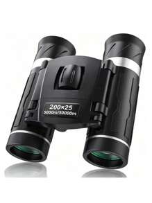 200X25 便携式高清变焦 5000M/100000M 双筒望远镜 强力折叠远距离视觉，BAK4 棱镜，橡胶材质，狩猎、户外活动、旅行和音乐会，春季户外运动，情人节礼物 - 黑色 - 查看 12