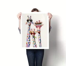 Diy Acrylic Paint By Digital Oil Painting Kit Adult - Frameless 16 X 20 (Inch) Color Giraffe Family Design, Crease Free Roll Color Print Canvas, Paint Brush Finish Paint, Perfect For Beginners, Perfect For Home Decor And Unique Gifts - Multicolor - View 3