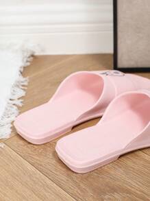 Women's Summer Flat Slide Sandals, Fashion Outdoor/Indoor Bathroom Shower EVA Slip-On Lightweight Cartoon Cute Pink Slippers