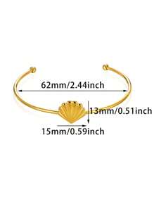 1PC Stainless Steel Tiny Shell Open Bracelet For Women Minimalist Gold Color Shell Bracelets Jewelry Accessories Wedding Party Gift - Multicolor - View 7