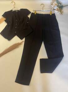 Conjunto de Alfaiataria feminina Blusa  com Calça Reta