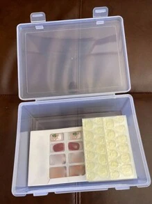 1pc Clear Snap-Open Portable Storage Box, Useful For Storing Small Items, Accessories, Desktop Organization, Dustproof And Clean