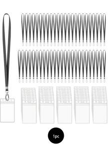 1/5/10/20pcs Vertical ID Card Badge Holder With Lanyard, Waterproof Thick Transparent Plastic Badge Sleeve, Zipper Seal Card, School Supplies, Back To School Season - Multicolor - View 9