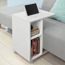 SoBuy FBT48-W Side Table With Slot For IPad, Magazine Rack, Coffee Table With Wheels, White, Approx. 45x58x35cm (WxHxD). - White - View 6