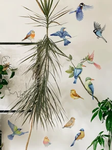 mama look 1 件中国风鸟、树枝和花朵墙贴花，客厅、门厅、卧室装饰墙贴，可移除 PVC 壁纸房间装饰家居装饰墙壁装饰浴室装饰卧室装饰房间装饰用品客厅装饰家居装饰客厅墙纸贴纸个性化贴纸 - 彩色 - 查看 4