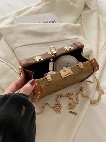 New Fashionable Niche Chain Shoulder Bag, Classic Print, Shoulder Crossbody Bag, High-End Versatile Retro Floral Small Square Bag, Phone & Coin Pouch, Valentine's Day Gift