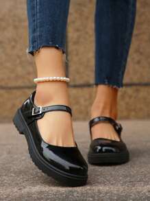 春秋季厚底一脚蹬乐福鞋，舒适粗跟青少年休闲鞋，学院风，百搭，适合学生