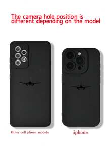 Funda de teléfono a prueba de golpes con borde perforado de precisión y estampado de avión negro, compatible con iPhone P14 ProMax, P13, P11, P12, XR, 7/8, Galaxy S22, S21, S20 FE, A51, A52, A53, A71, A72, A73, Redmi 9, 9A, 10A, 10C, Note 9, Note 10, Note 11, Note 12, 12, 12C, resistente al agua y a los arañazos