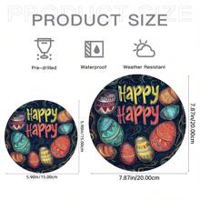 1 PIEZA Logotipo redondo de acrílico con Feliz Pascua y huevo de Pascua, decoración plana 2D, decoración de Pascua, decoración de pared, decoración del hogar, decoración de café, regalos creativos, patrones de Feliz Pascua, decoraciones festivas