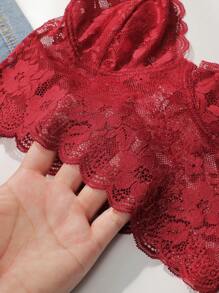 VIOMISHA Women's Bralette Top Transparent Lace Top, Short Camisole Vest,Lace Bralette,Deep V-Neck Bra, Women's Bra. - 酒紅色 - 查看 9