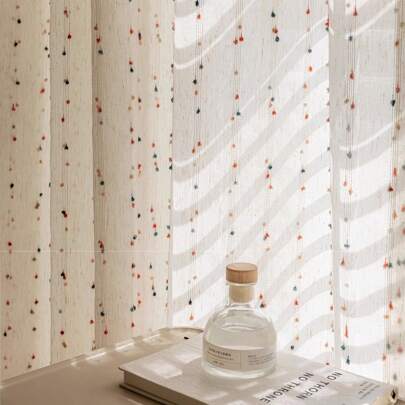 قطعة واحدة من الستارة الشفافة المزخرفة بألوان الحلوى، ستارة التول الشفافة للزينة لغرفة المعيشة والنوم والمطبخ