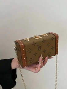New Fashionable Niche Chain Shoulder Bag, Classic Print, Shoulder Crossbody Bag, High-End Versatile Retro Floral Small Square Bag, Phone & Coin Pouch, Valentine's Day Gift