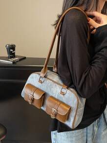 Dedoo 春季复古小众撞色通勤洋气腋下波士顿包2025女百搭休闲单肩包上班逛街通勤通勤全实用（单包不含挂坠，挂坠另计价）。