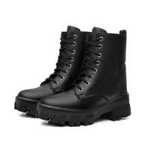 Bota Feminina Tratorada Cano Médio Preto 33 ao 40 Novidade