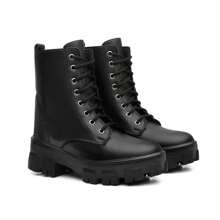 Bota Feminina Tratorada Cano Médio Preto 33 ao 40 Novidade