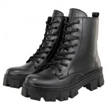 Bota Feminina Tratorada Cano Médio Preto 33 ao 40 Novidade