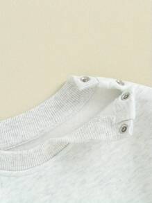 Baby Boy Girl Warm Sweatshirt Romper Solid Long Sleeve Fleece Sweater Bubble Romper Fall Winter Outfit Clothes - 灰色 - 查看 6