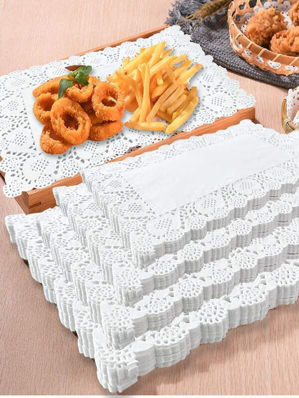 50 piezas/100 piezas/150 piezas Papel de hornear rectangular blanco, material absorbente de aceite adecuado para el hogar, la cocina, el restaurante, freír, hornear, pastelerías, papel para el fondo del pastel
