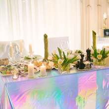 1/5/10pcs, Disposable Magic Tablecloth, Laser Tablecloth, Rainbow Tablecloth, Suitable For Holiday Birthday Party Wedding Party Gifts Graduation Birthday Decorations Party Decorations Bachelorette