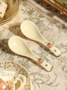 1 件玫瑰印花陶瓷圆盘，7 英寸/8 英寸深盘，适合餐厅/家庭用餐、沙拉、意大利面 - 彩色 - 查看 6