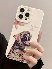 White TPU Fierce Animals Shockproof 1pc Leopard Print Pattern Full Coverage Phone Case Compatible With Iphone 16, 15, 14, 13, 12, 11 Pro Max Waterproof Anti-Fall Scratch Resistant Birthday Gift - Multicolor - View 3