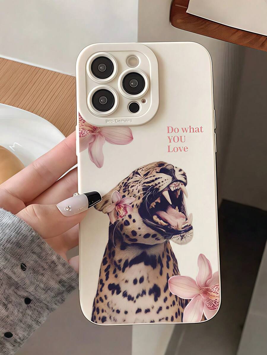 White TPU Fierce Animals Shockproof 1pc Leopard Print Pattern Full Coverage Phone Case Compatible With Iphone 16, 15, 14, 13, 12, 11 Pro Max Waterproof Anti-Fall Scratch Resistant Birthday Gift - Multicolor - View 1