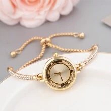 Relógio de Quartzo com Pulseira Tipo Bracelete Casual e Fashionista com Contas, Presente de Aniversário para Mulheres como Presente para Estudantes Voltando à Escola 2023