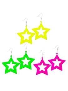 1Pair Acrylic Pentagram Earrings Neon Acrylic Pendant Star Pendant Drop Dangle Earrings 80s Jewelry Colorful Neon Star Tassel Earrings For Women, Simple & Fresh Hollow Out Star Design Stud Earrings Perfect For Parties, Casual Wear And Daily Outfits - Single Five-pointed Star Earrings - View 6